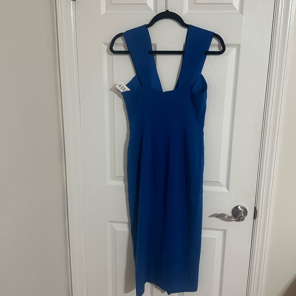 JAY GODFREY: Ocean Blue Lloyd Deep V Midi Dress - Picture 11 of 11